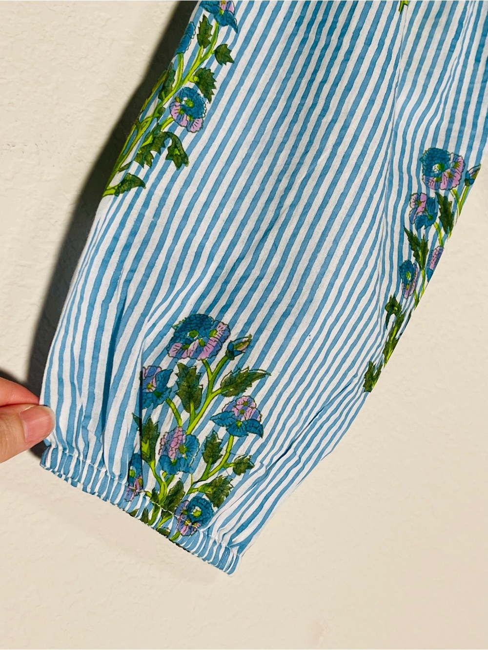 SZ Cornflower Blue Aneeza Print & Thin Stripe IDA Floral Blouse Top NWT Small - Picture 11 of 12